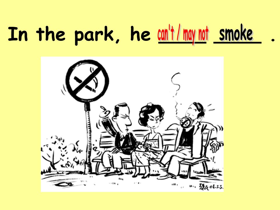 In the park, he ____ ____.