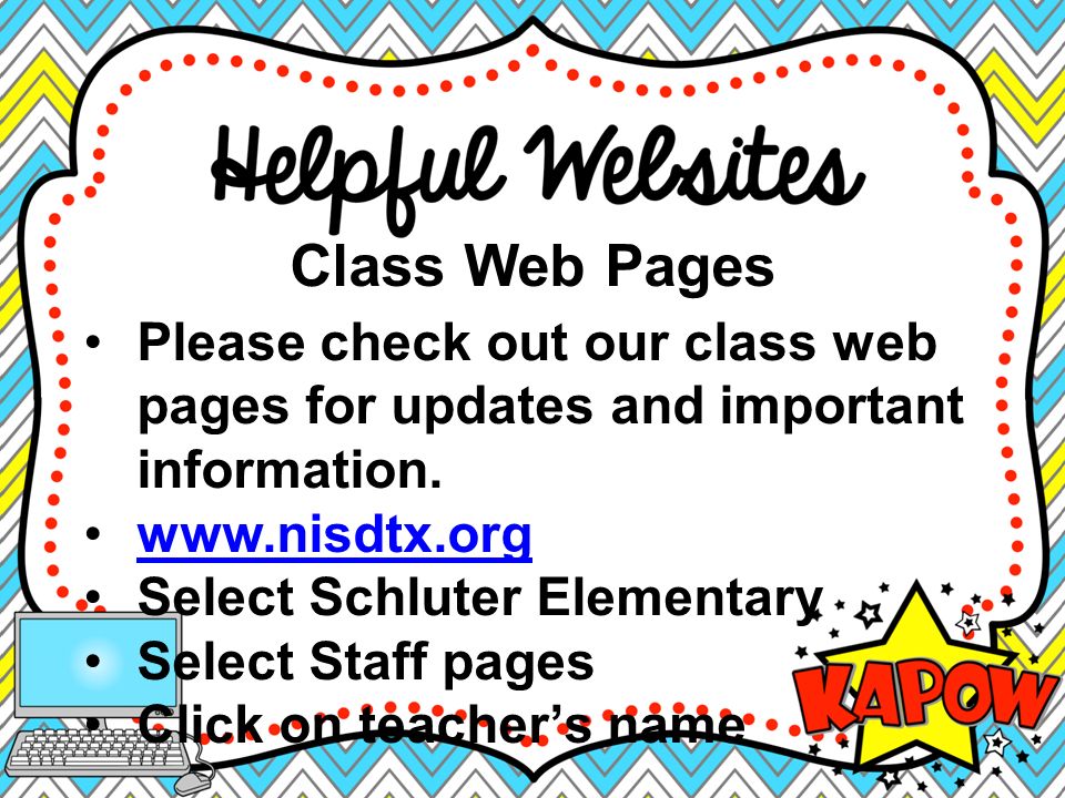 Class Web Pages Please check out our class web pages for updates and important information.