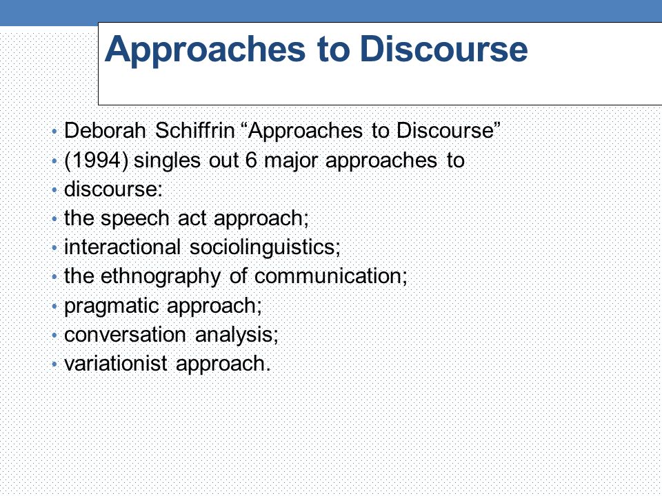 approaches to discourse deborah schiffrin