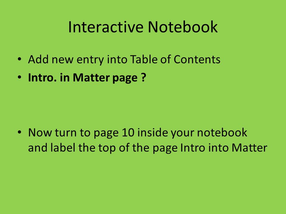Interactive Notebook Add new entry into Table of Contents Intro.