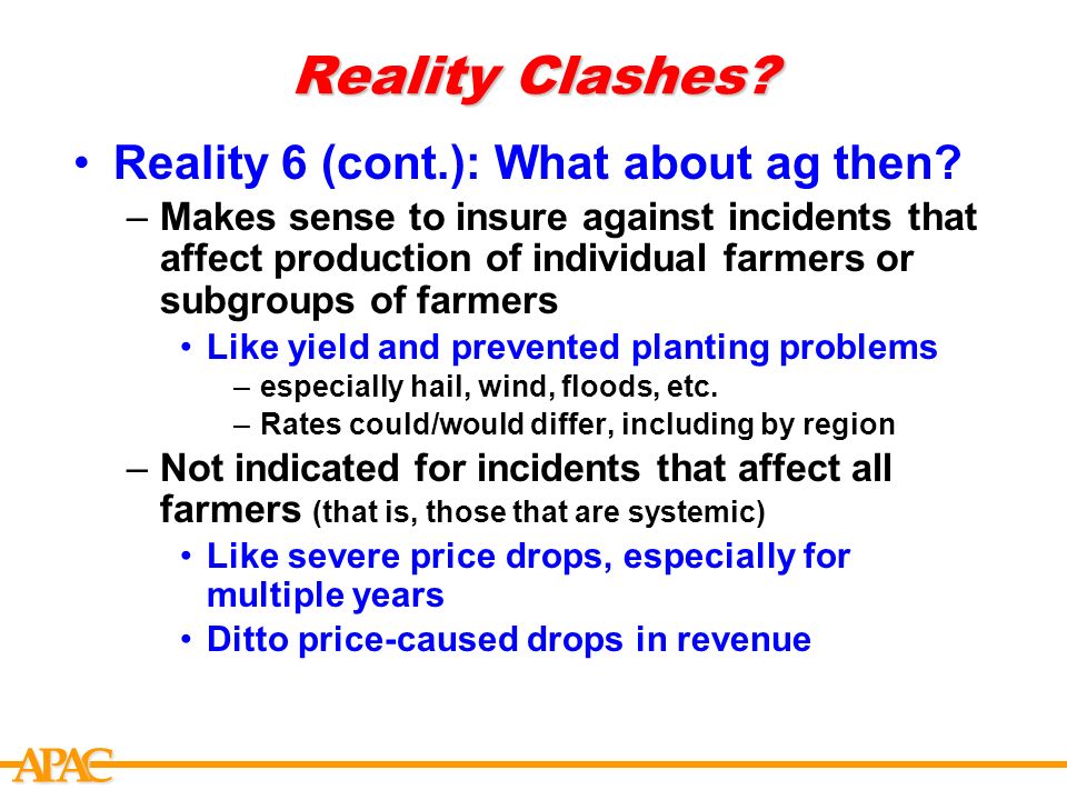 APCA Reality Clashes. Reality 6 (cont.): What about ag then.
