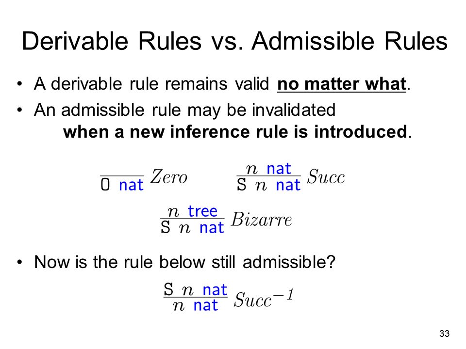 33 A derivable rule remains valid no matter what.
