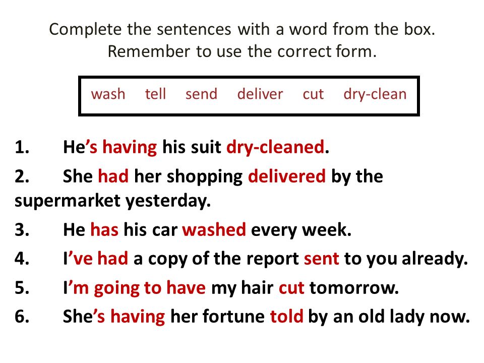 Make sentences choose from the