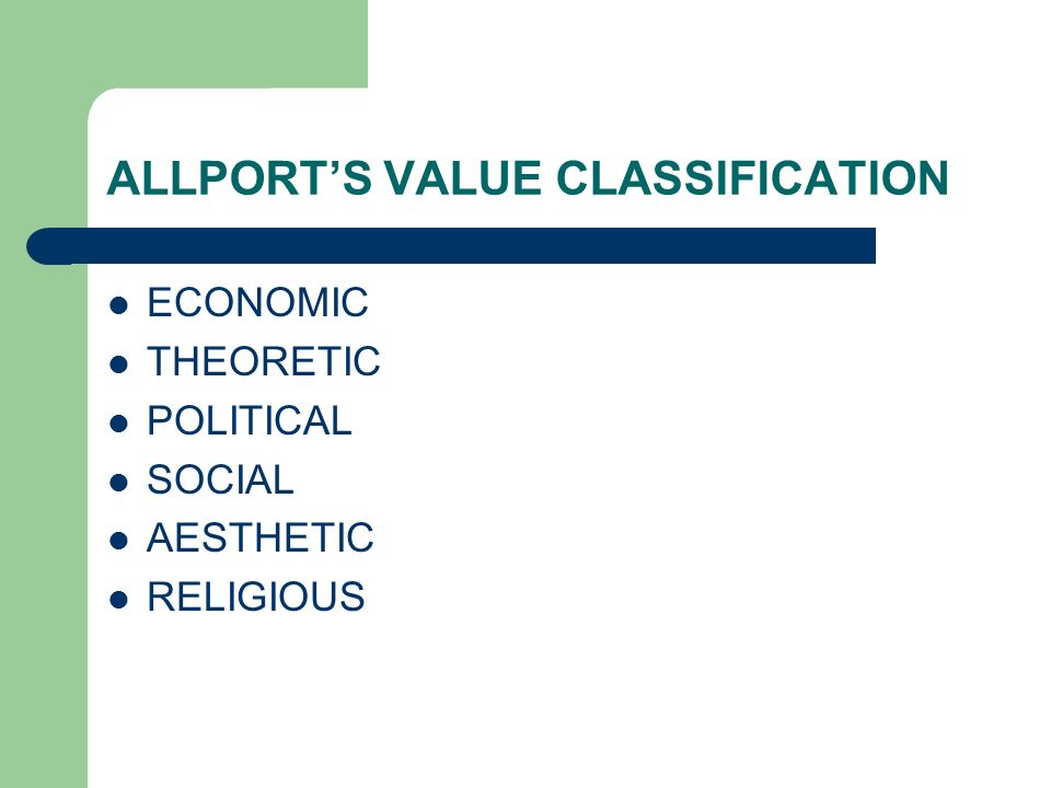 various values by allport