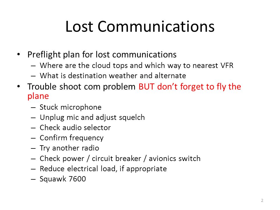 IFR Lost Communications I Can't Hear You Procedures. - ppt download