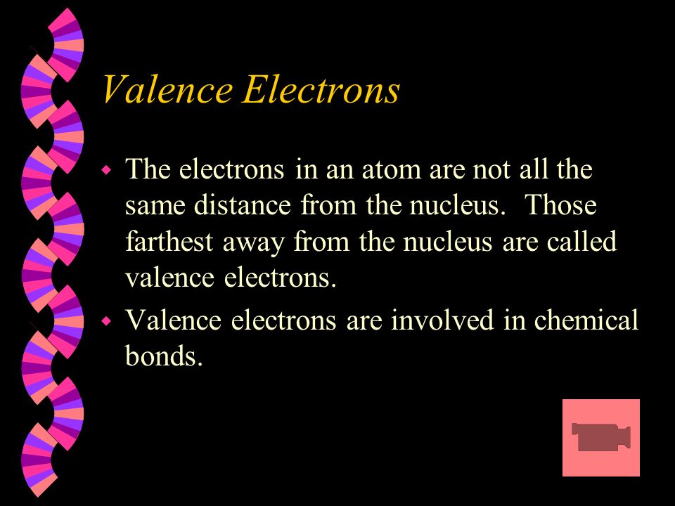 Valence Electrons w The electrons in an atom are not all the same distance from the nucleus.