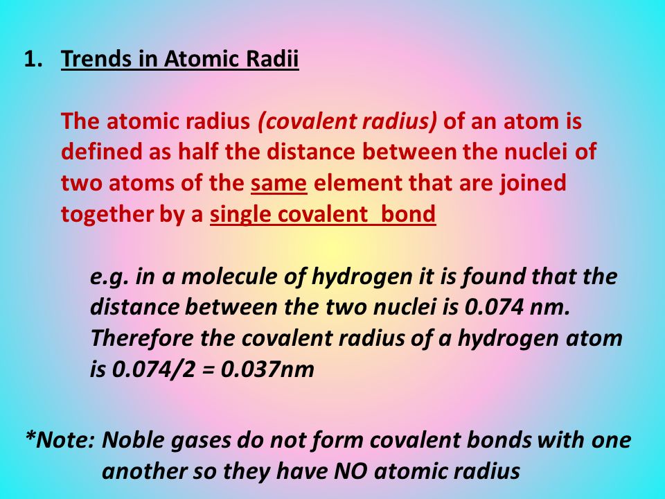 Covalent Radius Chart