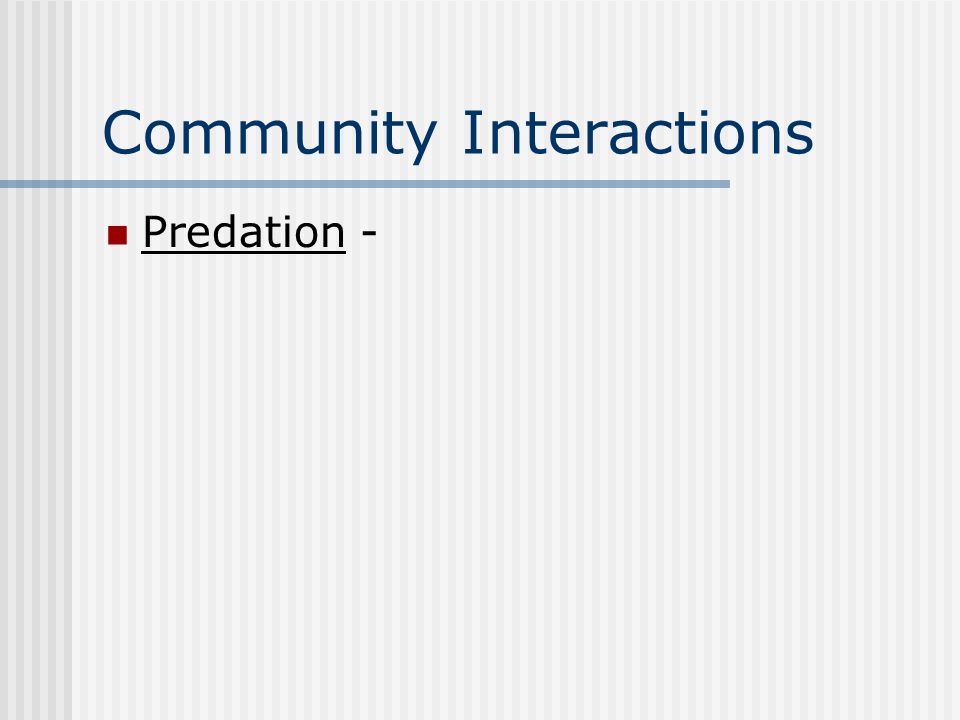 Community Interactions Predation -