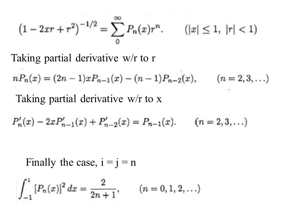 4 4 Legendre Functions Legendre Polynomials The Differential Equation 1 X 1 Around X Ppt Download