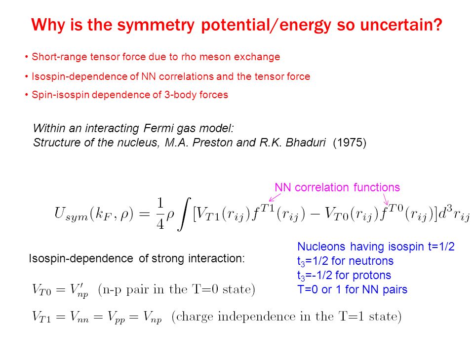 Why is the symmetry potential/energy so uncertain.