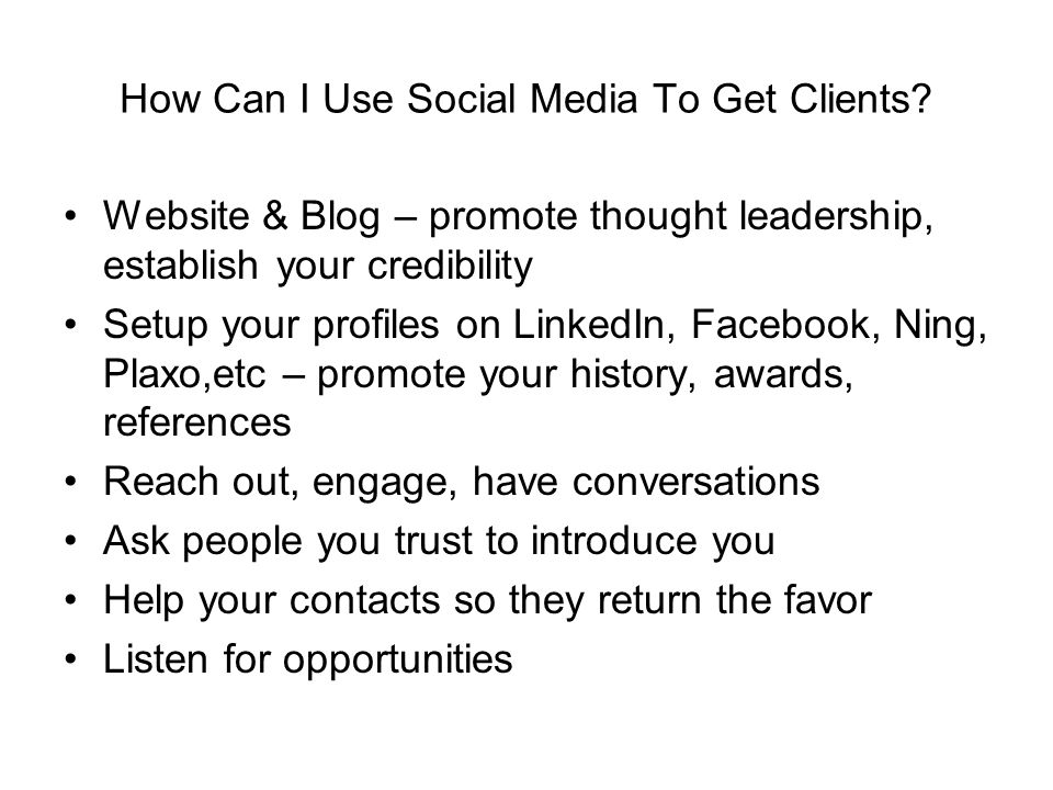 How Can I Use Social Media To Get Clients.