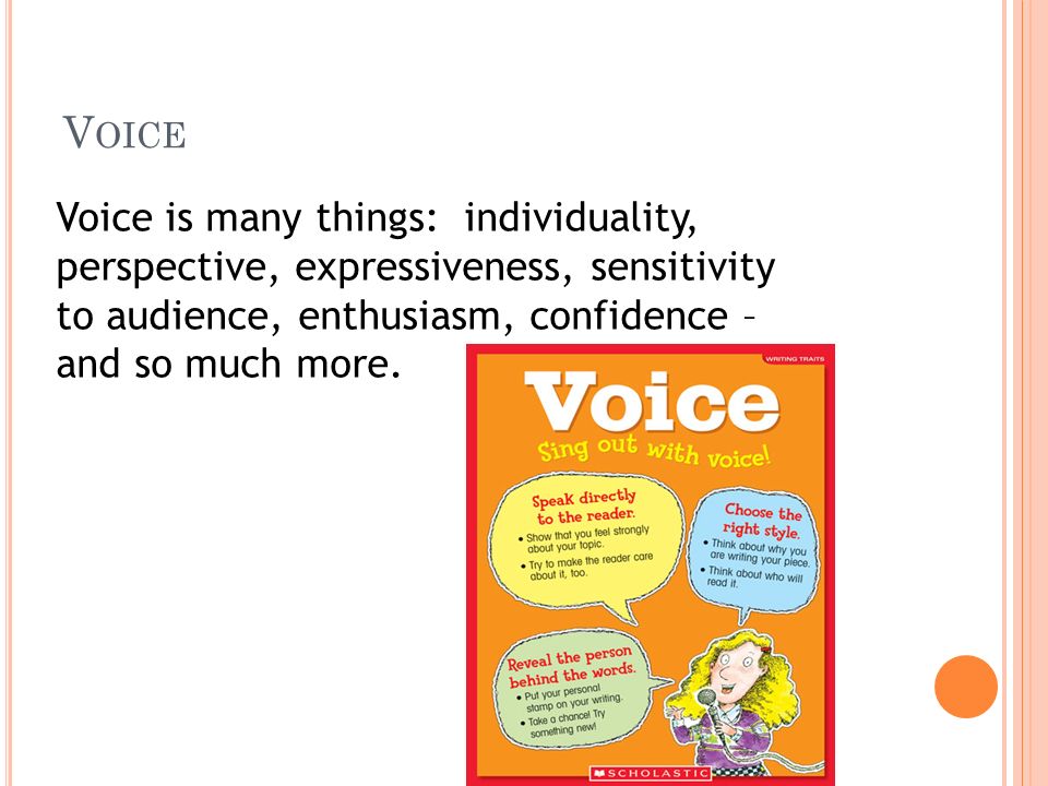 V OICE Voice is many things: individuality, perspective, expressiveness, sensitivity to audience, enthusiasm, confidence – and so much more.