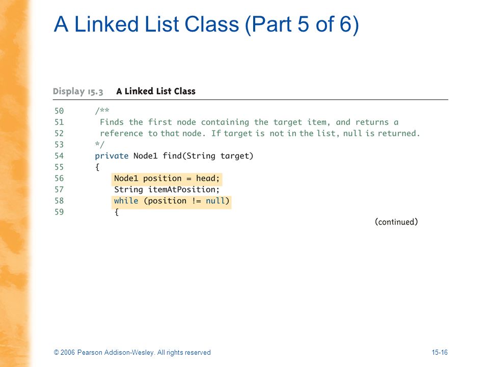© 2006 Pearson Addison-Wesley. All rights reserved15-16 A Linked List Class (Part 5 of 6)