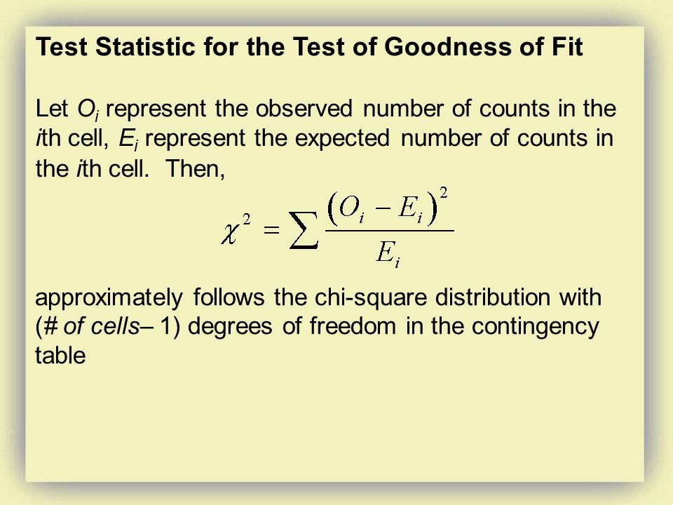 Chi Square Procedures Chi Square Test For Goodness Of Fit