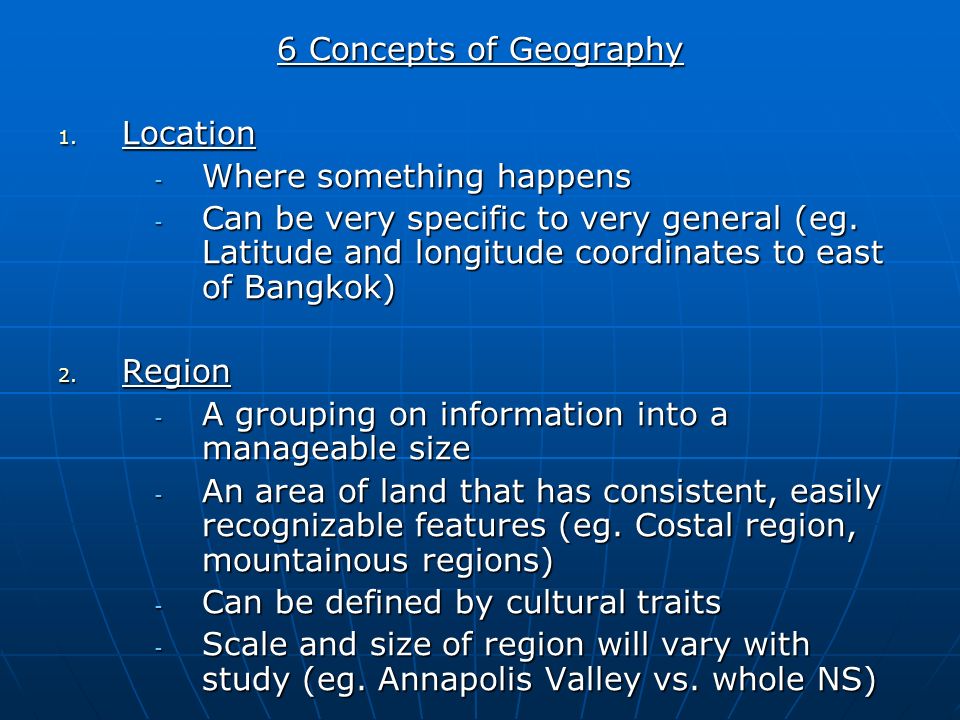 6 Concepts of Geography 1.