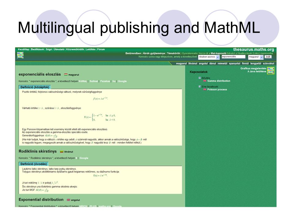 Multilingual publishing and MathML