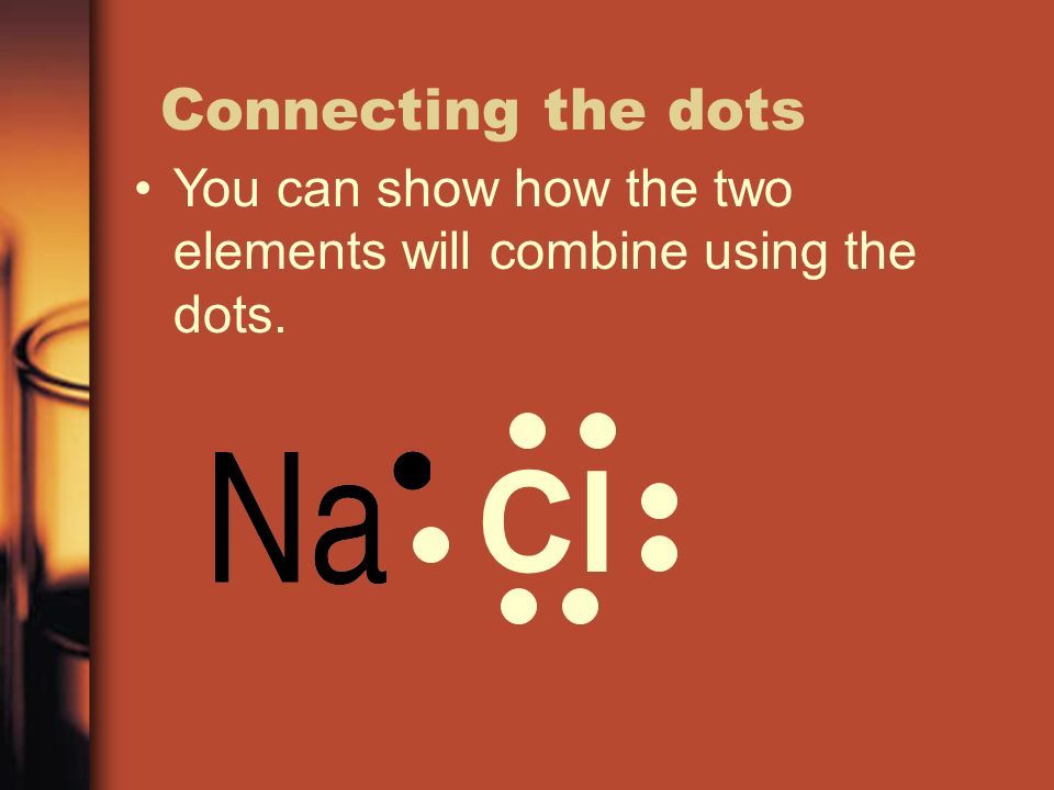 Connecting the dots You can show how the two elements will combine using the dots. Cl