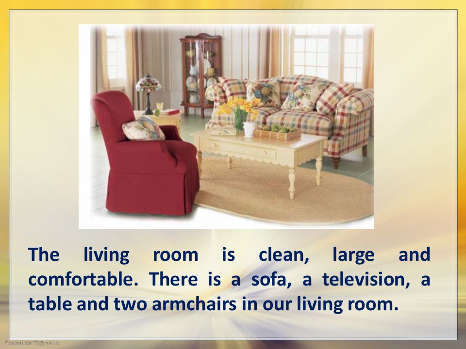 The living room is clean, large and comfortable.