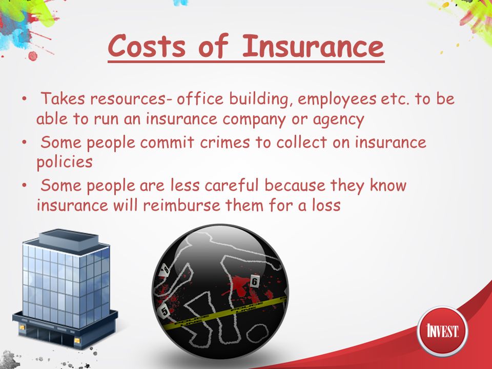 Costs of Insurance Takes resources- office building, employees etc.