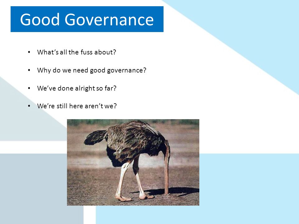 Good Governance What’s all the fuss about. Why do we need good governance.