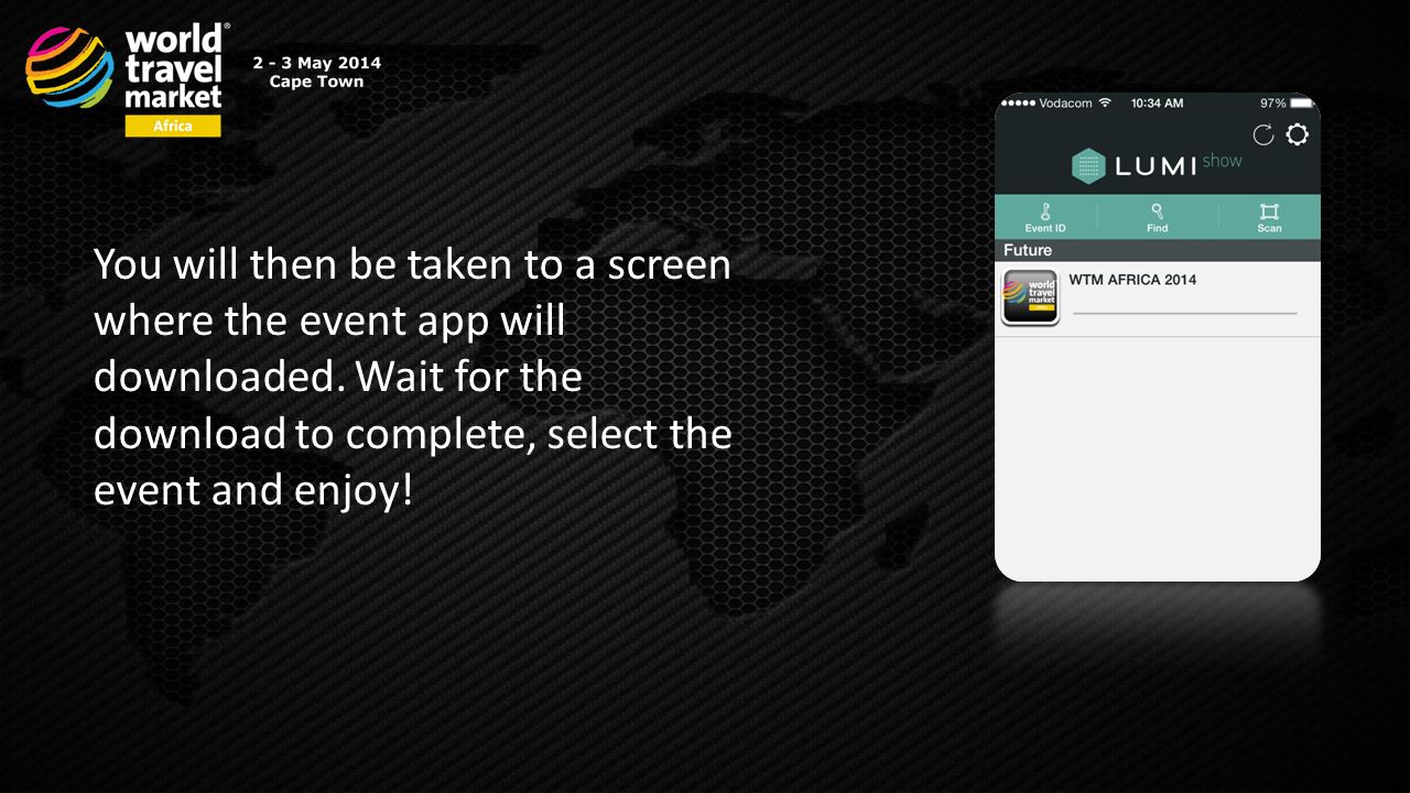 You will then be taken to a screen where the event app will downloaded.