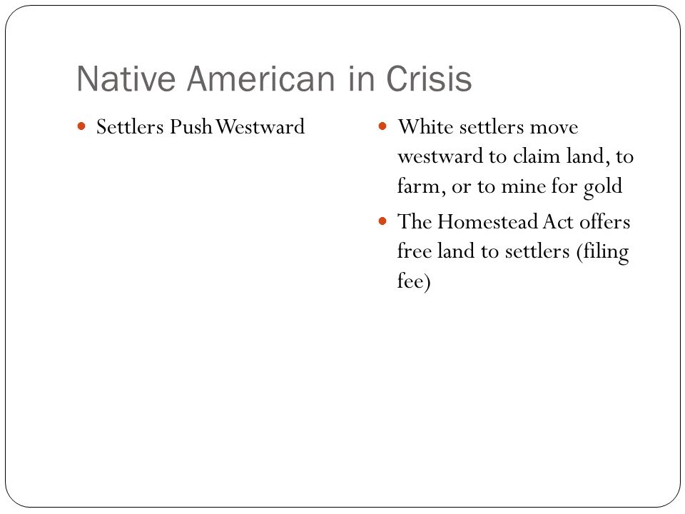 Native American in Crisis The Culture of the Plains Indians The horse and buffalo are central to the nomadic life of the Plains Indians Plains Indians live communally in small groups that value individualism