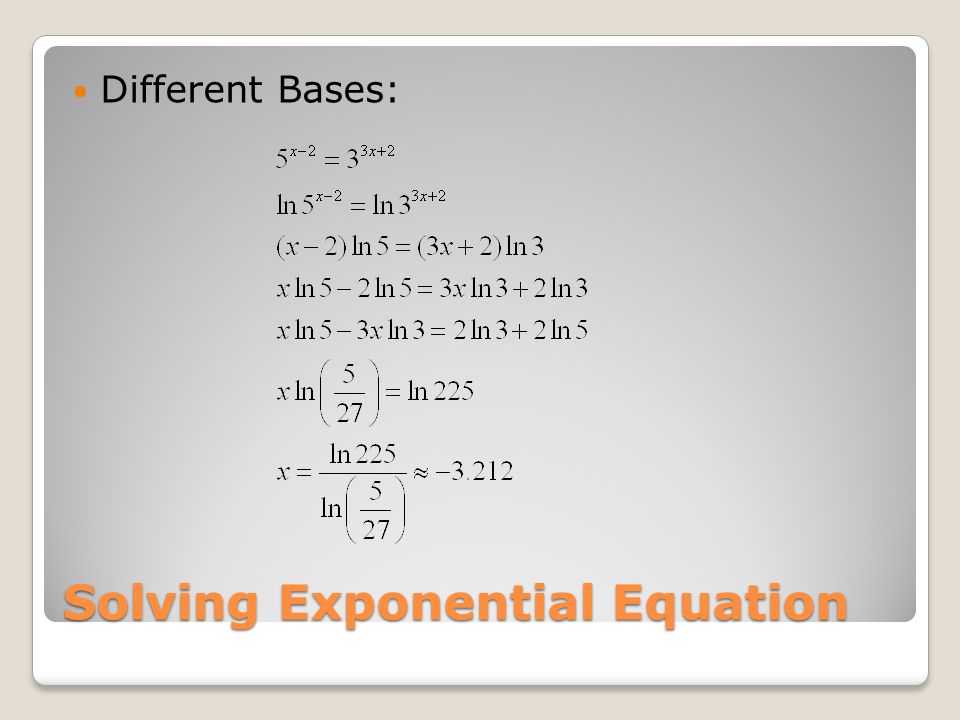 Solving Exponential Equation Different Bases: