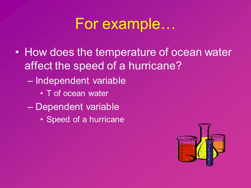For example… How does the temperature of ocean water affect the speed of a hurricane.