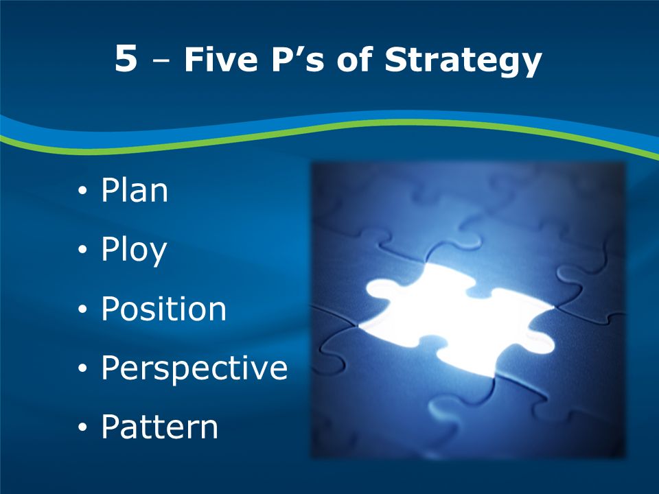 5 – Five P’s of Strategy Plan Ploy Position Perspective Pattern
