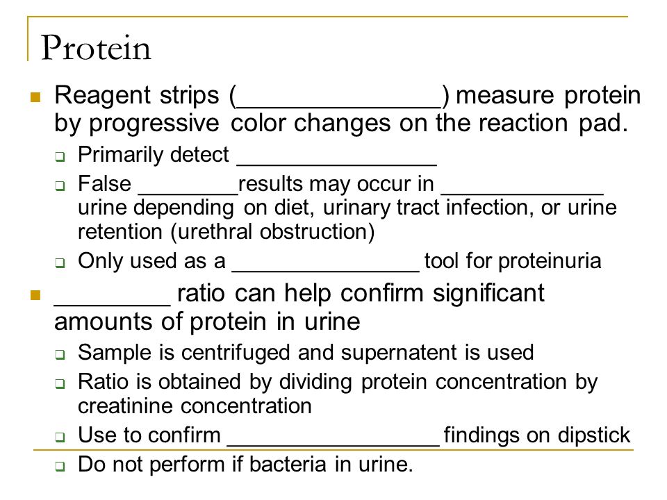 Protein Reagent strips (______________) measure protein by progressive color changes on the reaction pad.