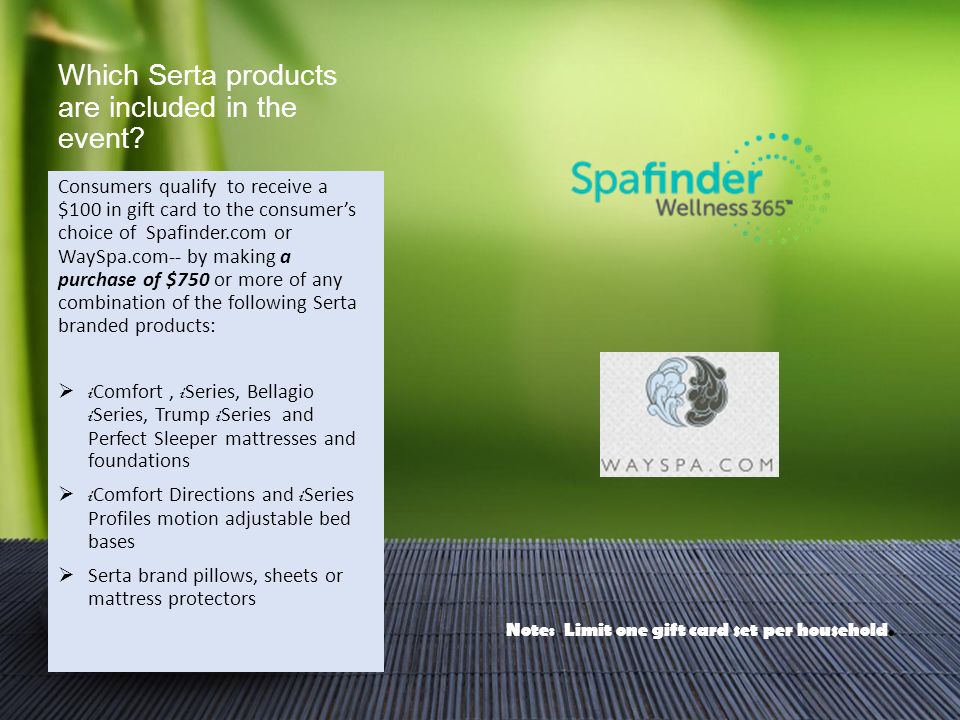 Which Serta products are included in the event.