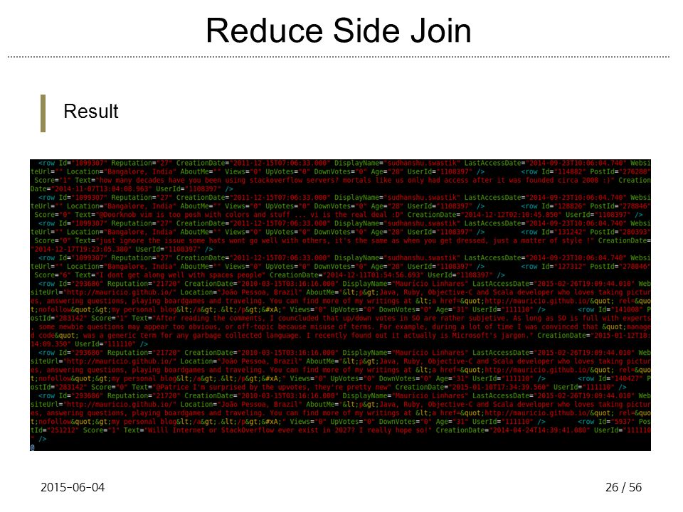 Reduce Side Join Result / 56