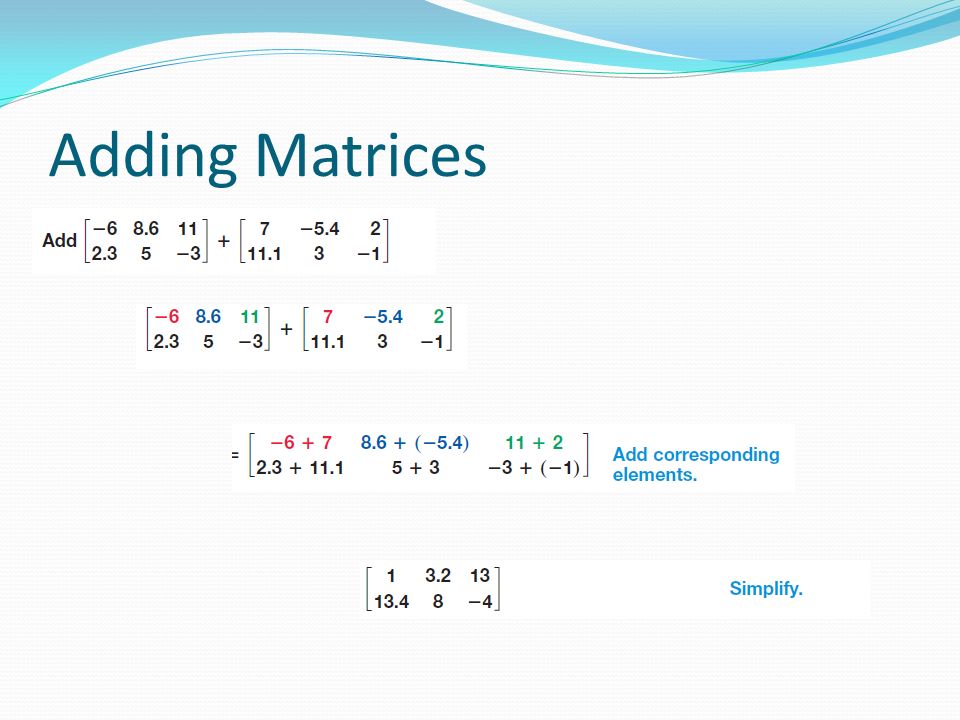 Adding Matrices