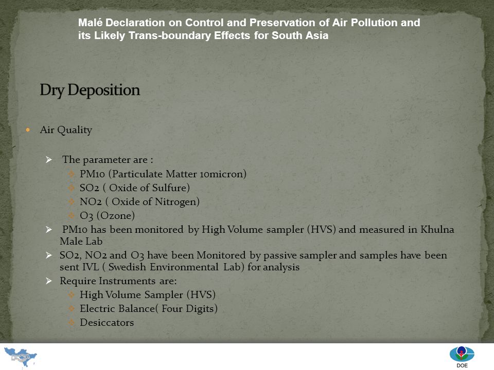 Malé Declaration on Control and Preservation of Air Pollution and its Likely Trans-boundary Effects for South Asia Presentation on Monitoring Activity. - ppt download - 웹
