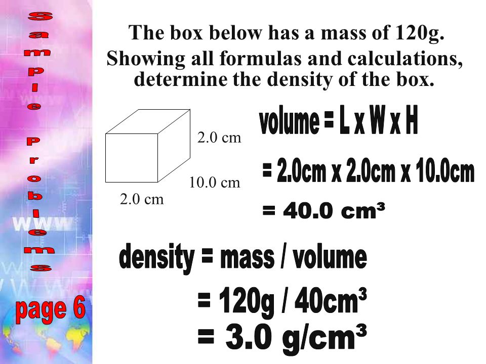 The box below has a mass of 120g.