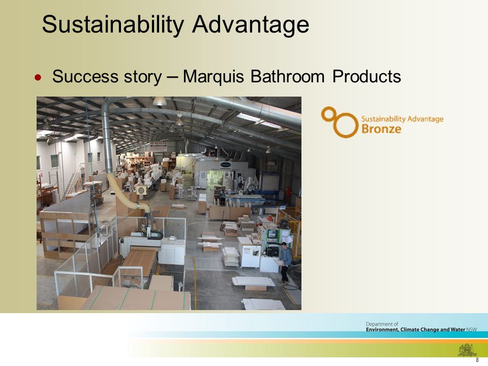 1 Working With Industry To Promote Sustaility In Nsw Bernard 8 Sustaility Advantage Success Story Marquis Bathroom Products