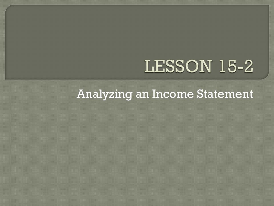Analyzing an Income Statement