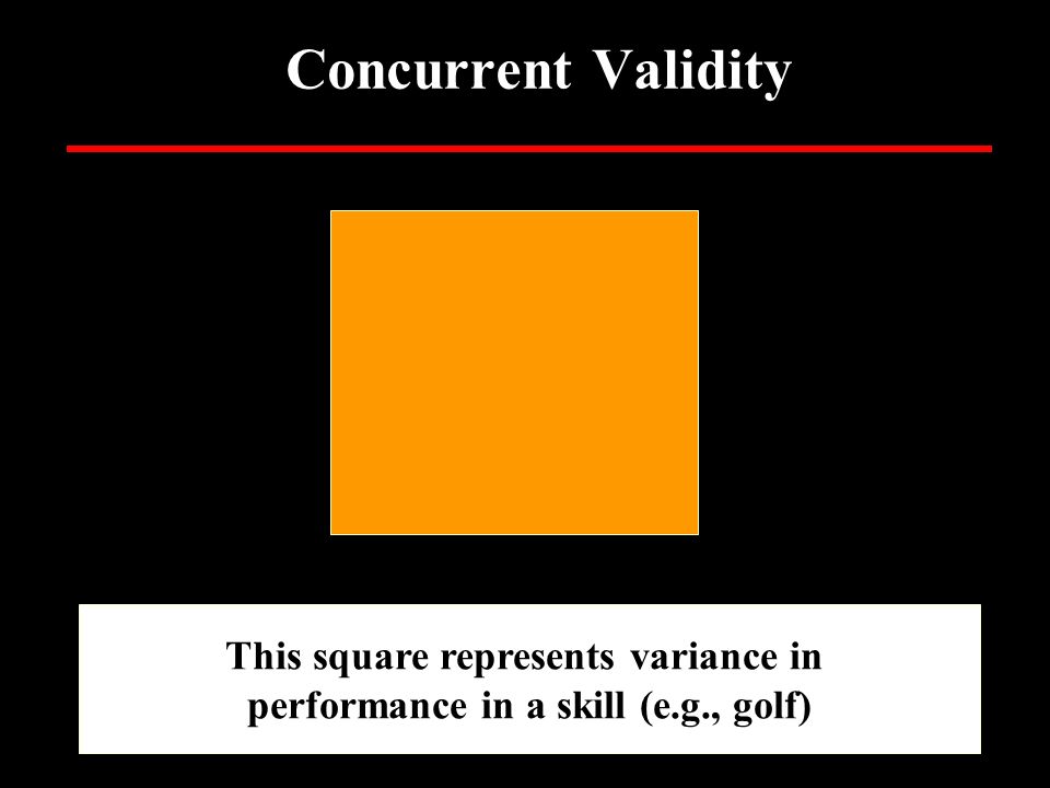 Concurrent Validity This square represents variance in performance in a skill (e.g., golf)