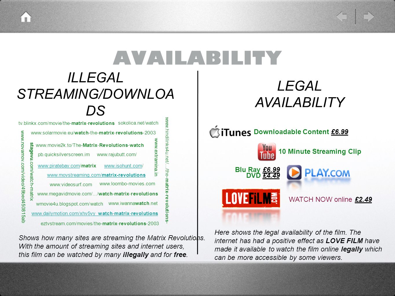 Matrix Revolutions 2003 The Internet Film Distribution. ppt