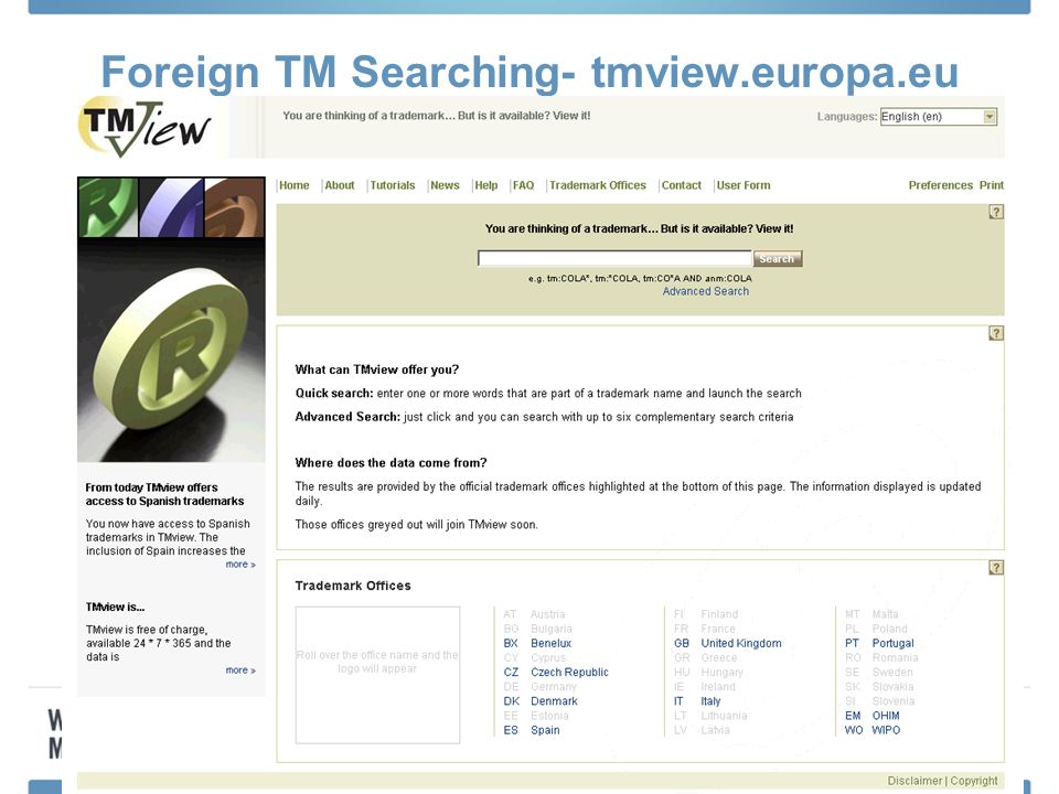 Foreign TM Searching- tmview.europa.eu