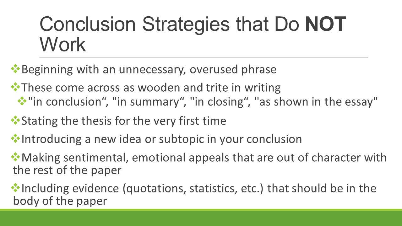 Writing a Good Conclusion STAAR PREPARATION. In a conclusion
