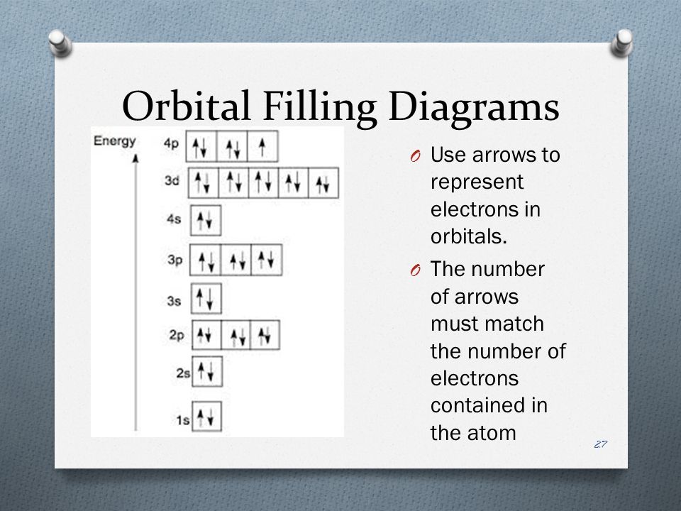 Orbital Filling Diagrams O Use arrows to represent electrons in orbitals.