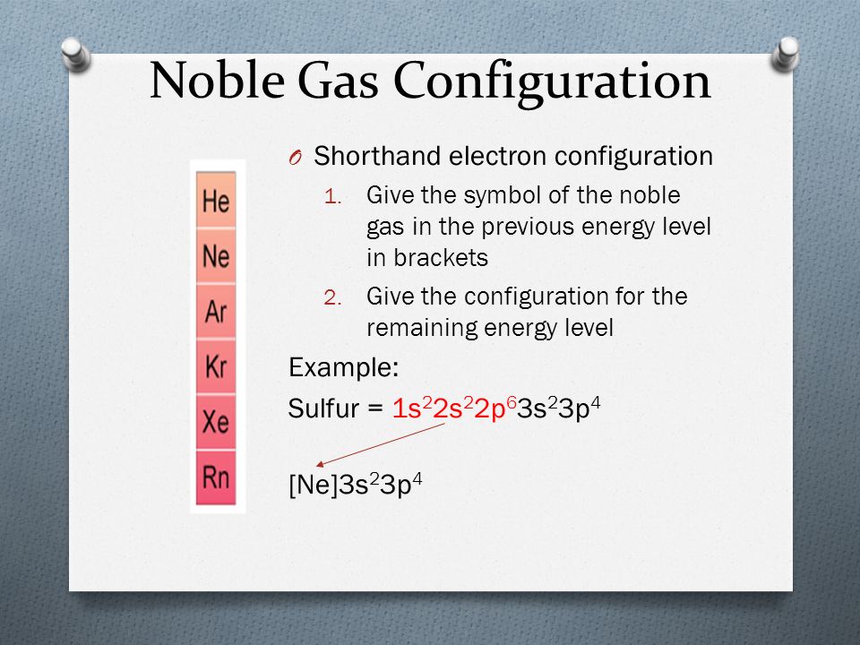 Noble Gas Configuration O Shorthand electron configuration 1.