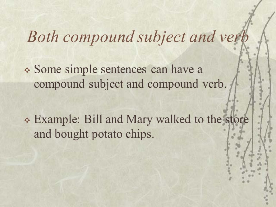 Both compound subject and verb  Some simple sentences can have a compound subject and compound verb.