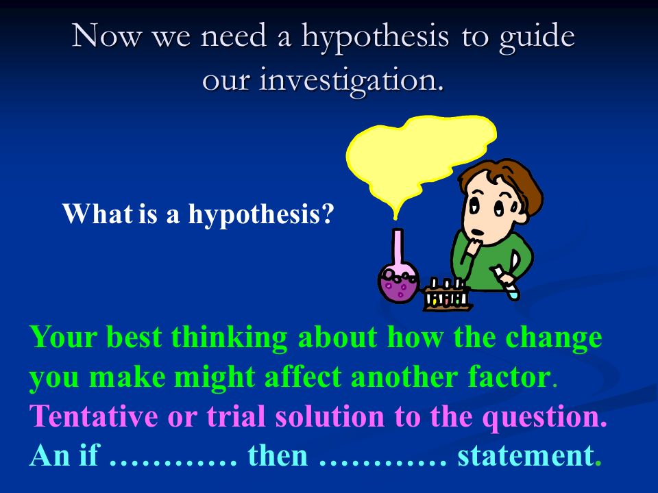 Now we need a hypothesis to guide our investigation.