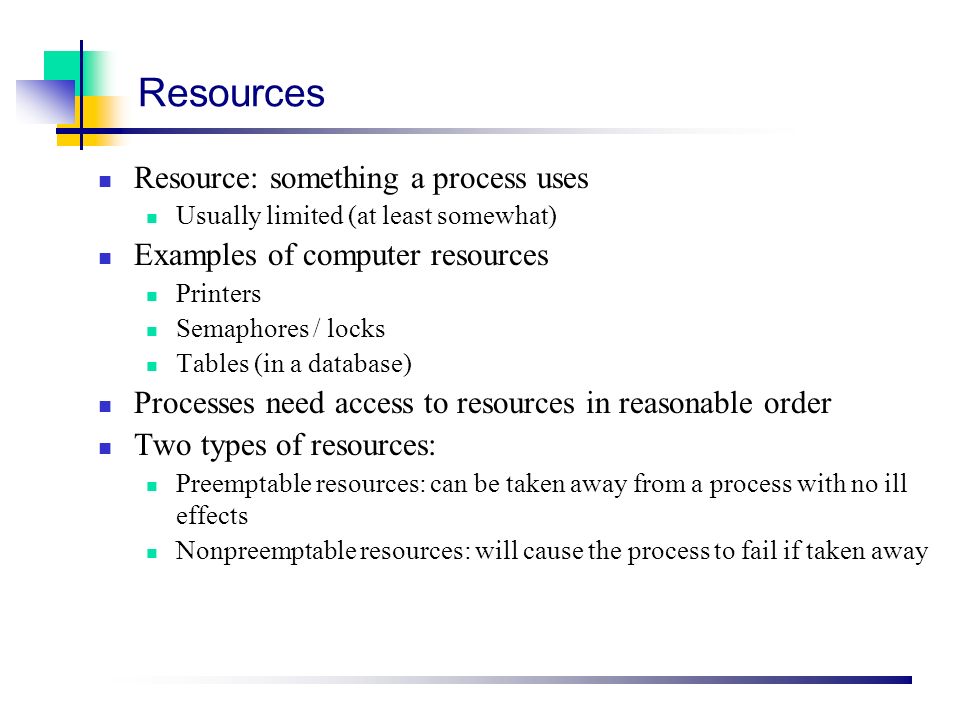 Overview Resources Why do deadlocks occur.