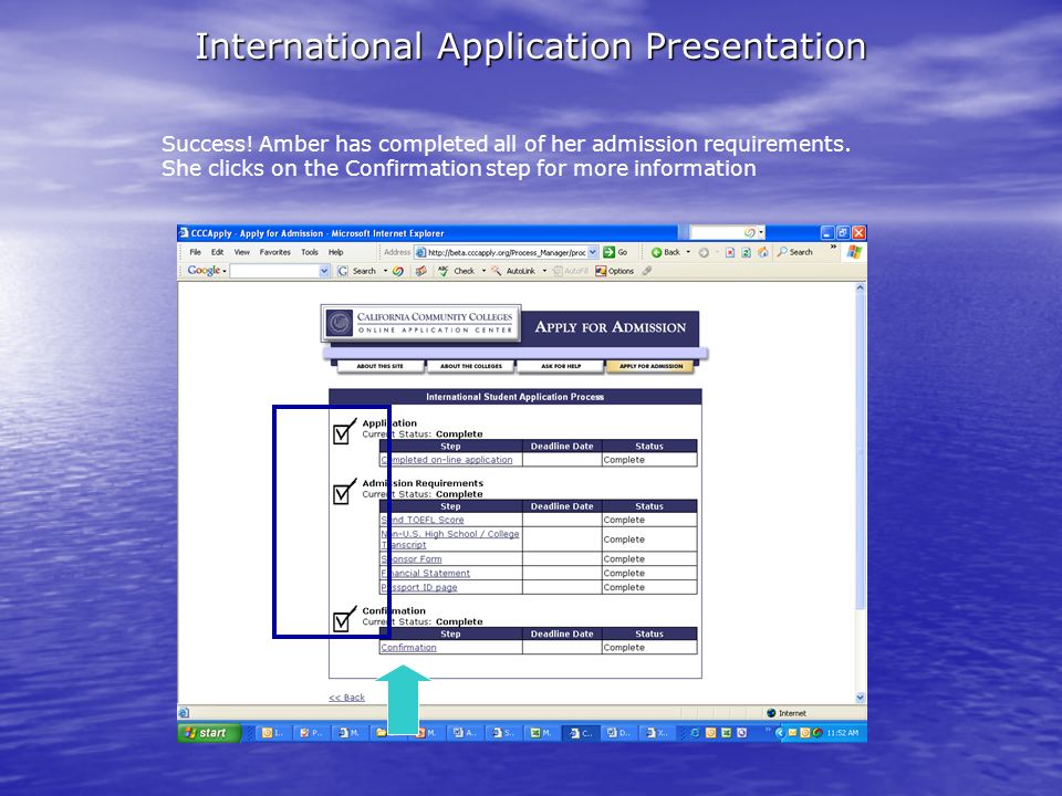 International Application Presentation Success.