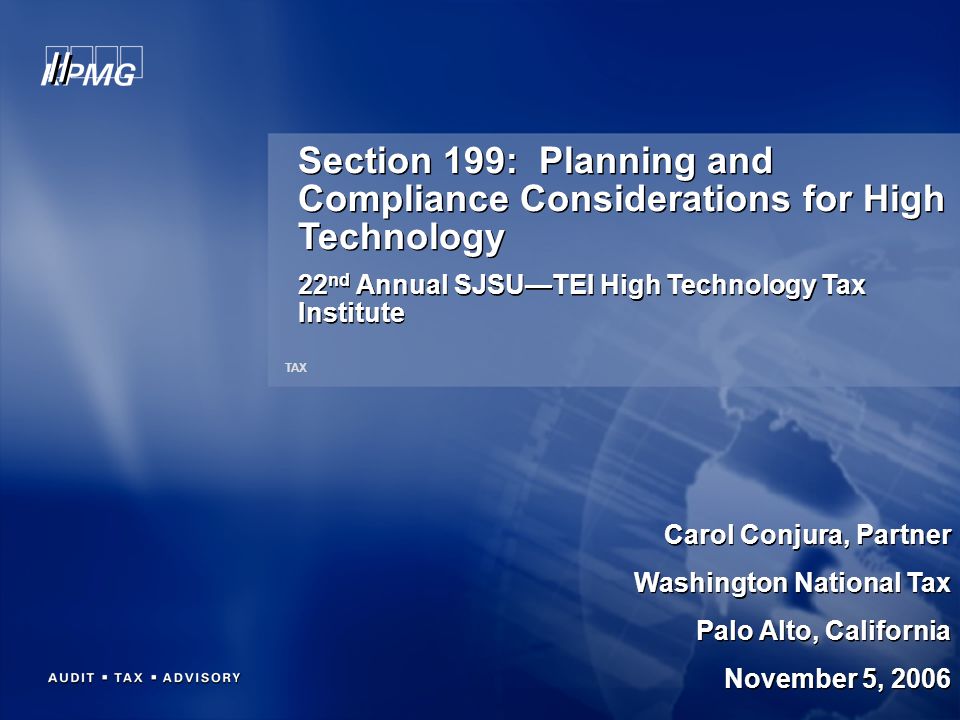 Section 199: Planning and Compliance Considerations for High Technology ...