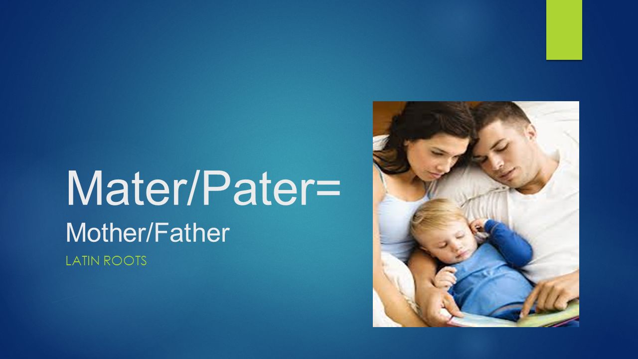 Mater/Pater= Mother/Father LATIN ROOTS. Maternity maternity - the state of  being a mother When my brother was born, my mother was in a state of  maternity. - ppt download