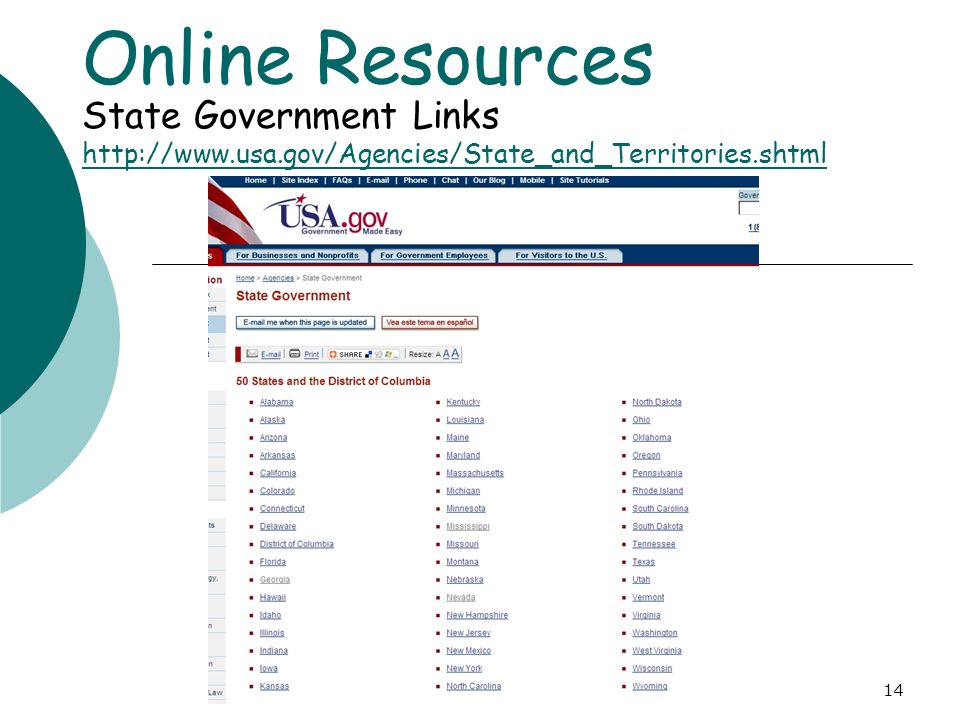 State Research14 Online Resources State Government Links